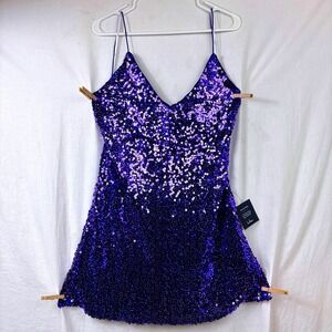 NEW Lulus Force Of Fashion Backless Sequin Mini Dress Sz XL Purple Party Swiftie
